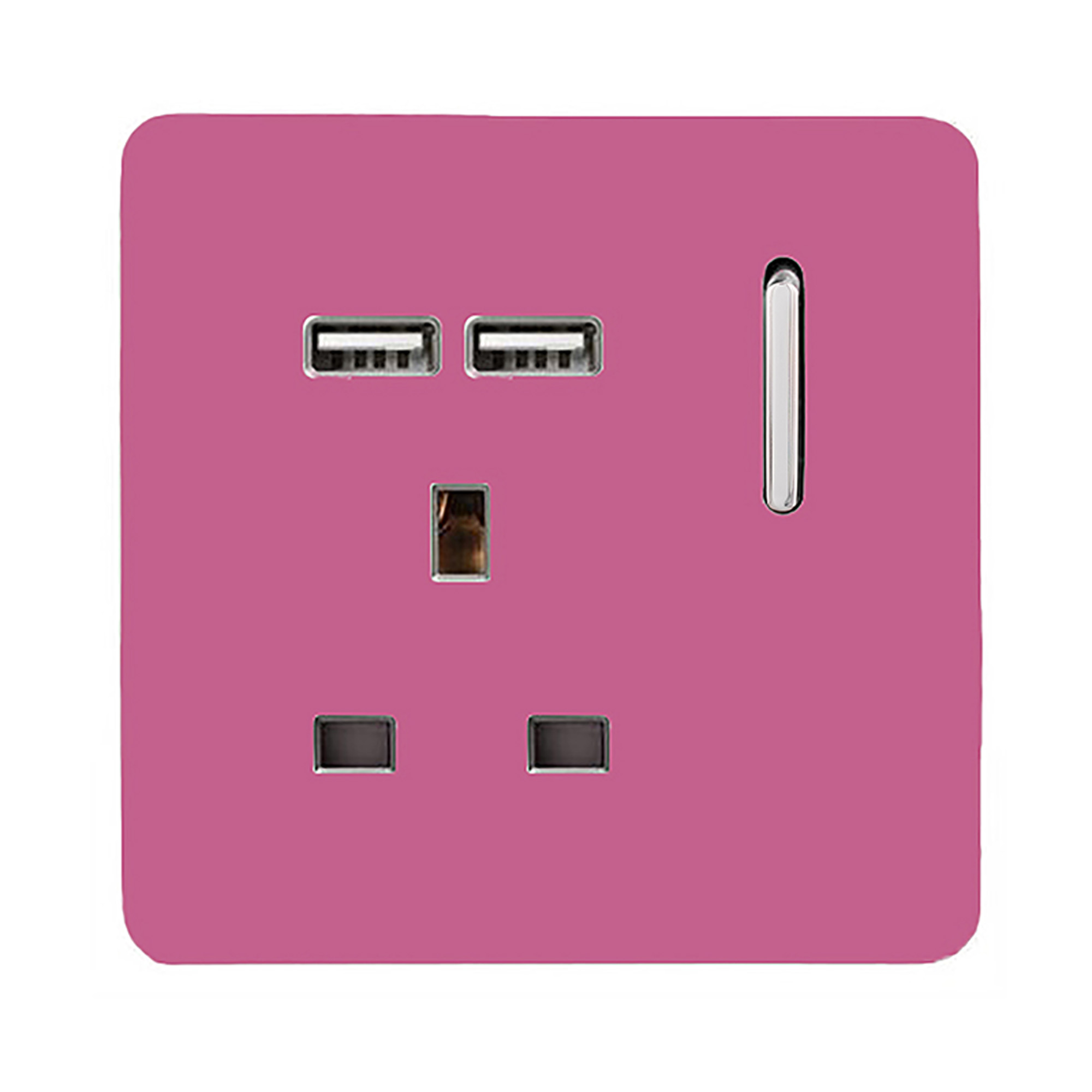 ART-SKT13USBPK  1 Gang 13Amp Switched Single Socket With 2 x USB Pink